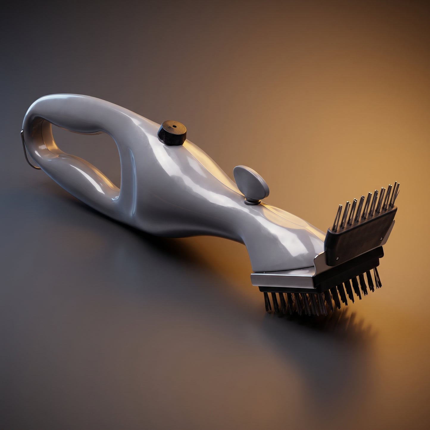 Two-headed BBQ grill brush with steel bristles